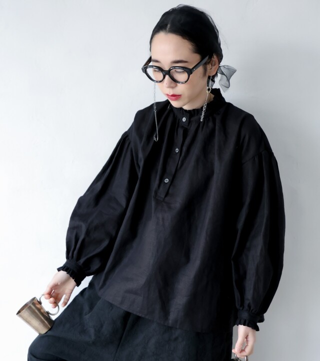 【michirico】MR25AW-19 Ramie gather shirts/adult