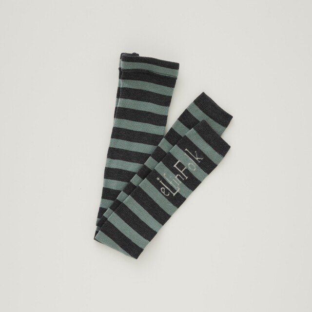 【eLfinFolk】elf-241A60 Wide Stripe × LOGO Leggins/gray×mint