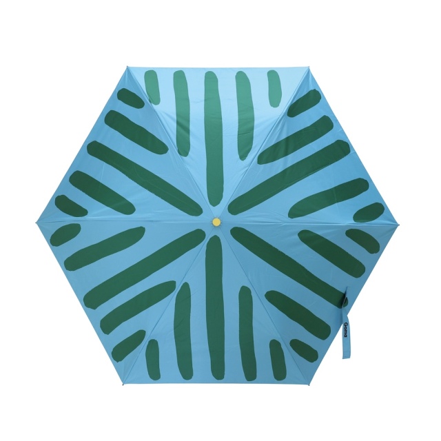 【Goma】晴雨兼用・UV・撥水加工 Folding umbrella Bold Line Light Blue