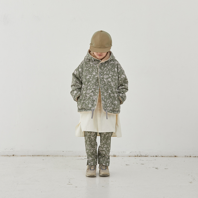 MOUNTEN.】22W-MB26-1217a leaf camo x boa sailor hoodie キッズ