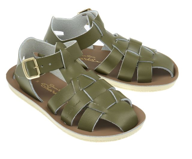 【Salt Water Sandals(ソルトウォーターサンダル)】Sun San  Sharks(ベルクロ)/オリーブ/13cm～19cm/5(13cm)