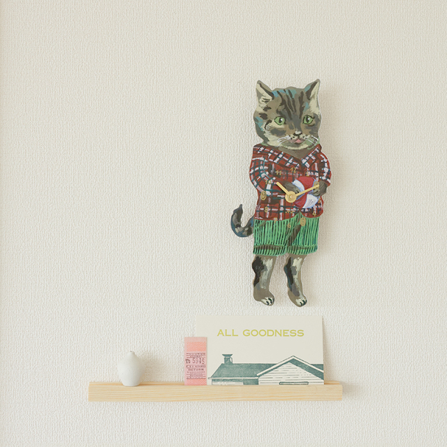 【Nathalie Late】 Diecut clock Tabby cat