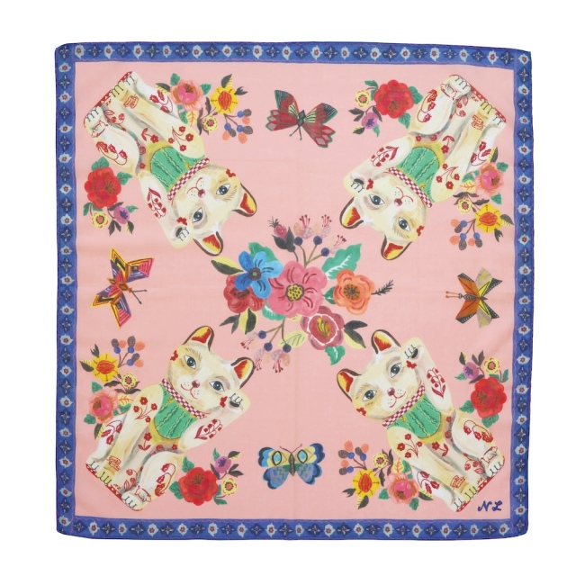 【Nathalie Late】Nathalie Lete Handkerchief Lucky cat