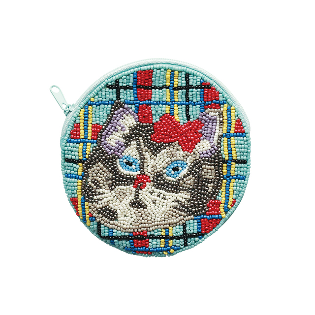 【Nathalie Lete】Beads pouch Gray cat