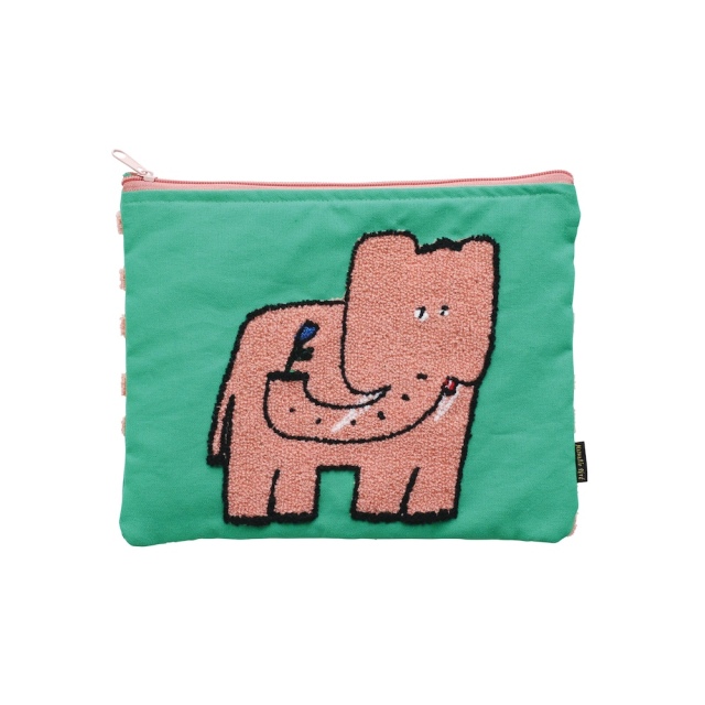 【Olya】 Fluffy Flat Pouch Elephant