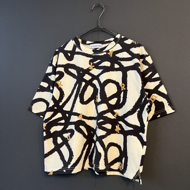 arkakama】AKT00750 SPD WIDE S/S TEE maze IVORY x BLACK
