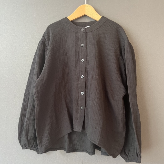 【arkakama】AKT00806 GAUZE OLDY ROM Blouse BLACK