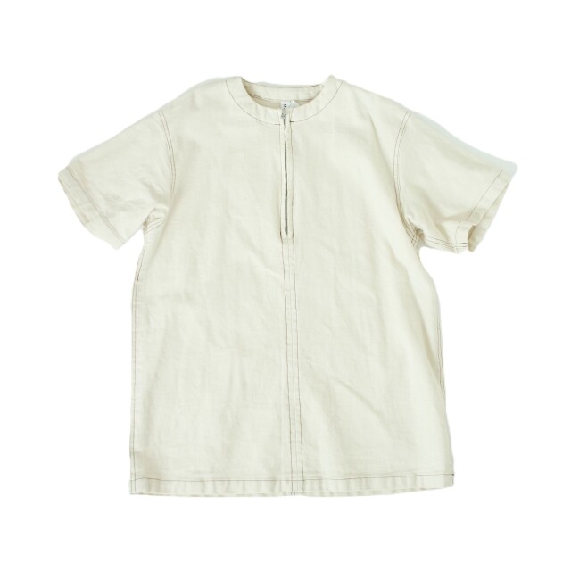 【MOUNTEN.】MO21-1910c denim half zip s/s tunic (organic cotton)/ecru