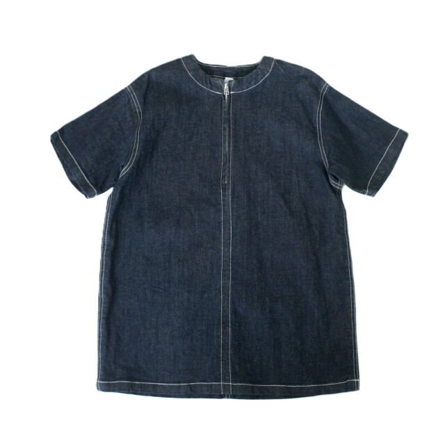 【MOUNTEN.】MO21-1910c denim half zip s/s tunic (organic cotton)/indigo