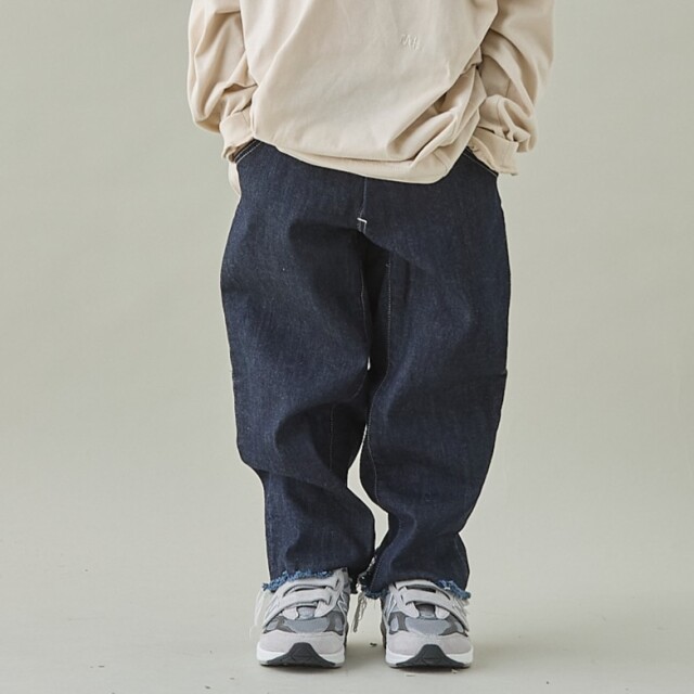 【MOUNTEN.】MP14-1210 wide cropped jeans (organic cotton)/indigo
