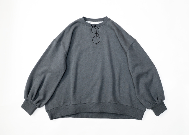 【michirico】MR26AW-07 Glasses embroidery pullover/adult/ダーク杢グレー