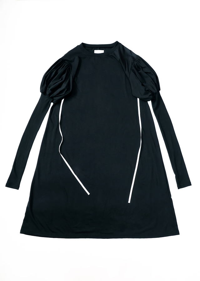 【michirico】MR26AW-21 Puff sleeves dress/adult/ブラック