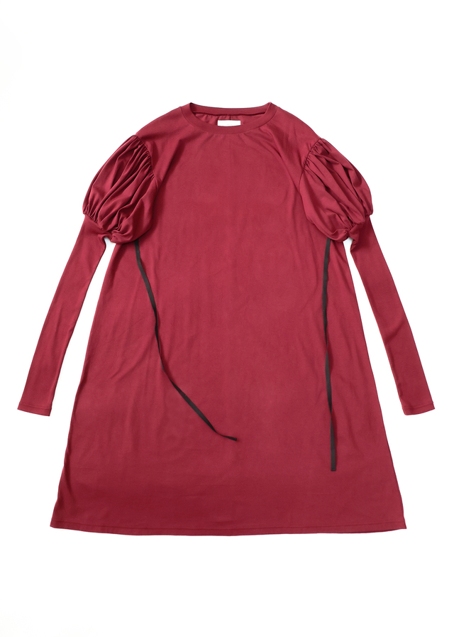 【michirico】MR26AW-21 Puff sleeves dress/adult/ボルドー