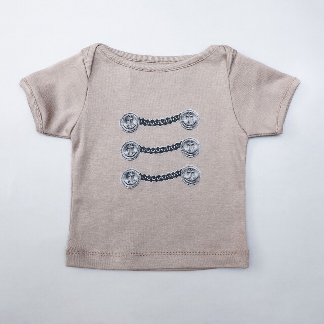 【michirico】MR26SS-10 Button print T/baby/グレージュ