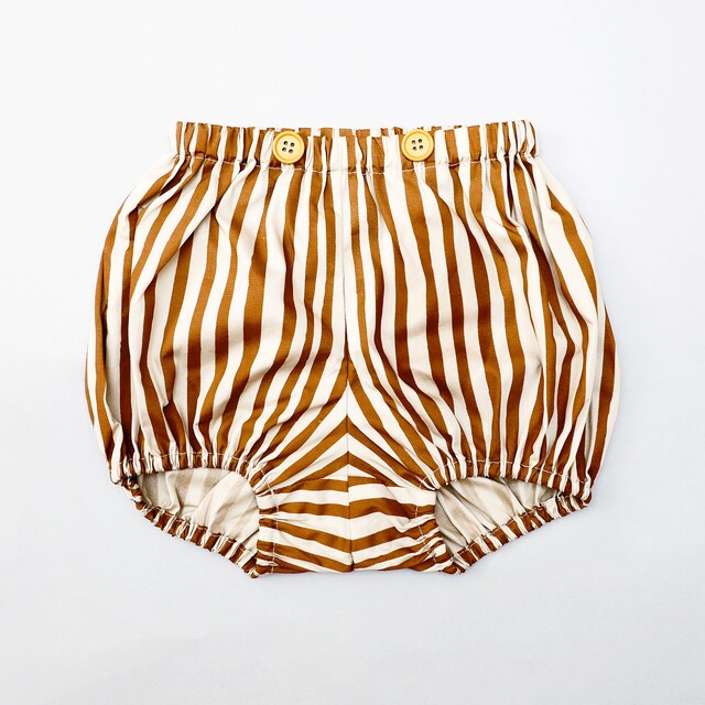 【michirico】MR26SS-27 Hand stripes baby bloomers/baby/モカ&ベージュ