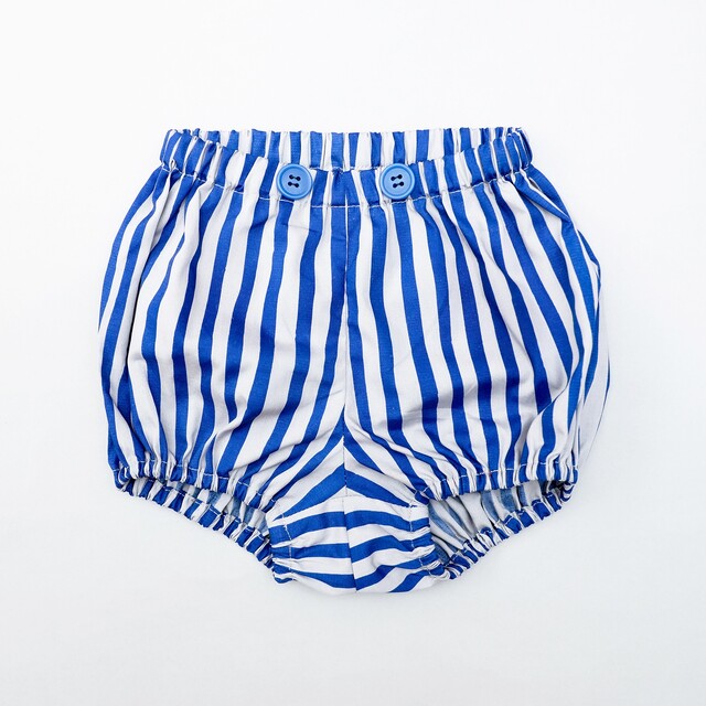 【michirico】MR26SS-27 Hand stripes baby bloomers/baby/ブルー&グレー