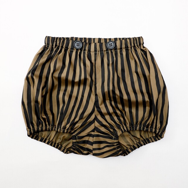 【michirico】MR26SS-27 Hand stripes baby bloomers/baby/ブラック&オリーブ