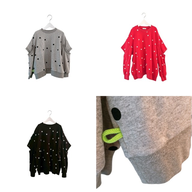 【frankygrow】25FWCS-510 DOTS DEFORMED SLEENES SWEATSHIRT