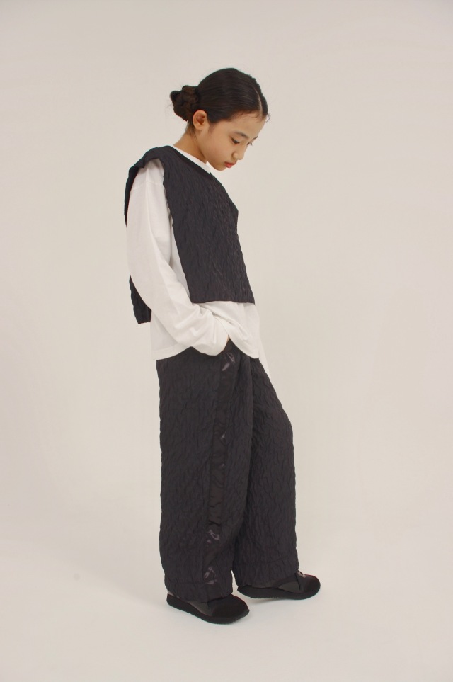 UNIONINI】PT-092 line long pants キッズとおとな(S/M)black 