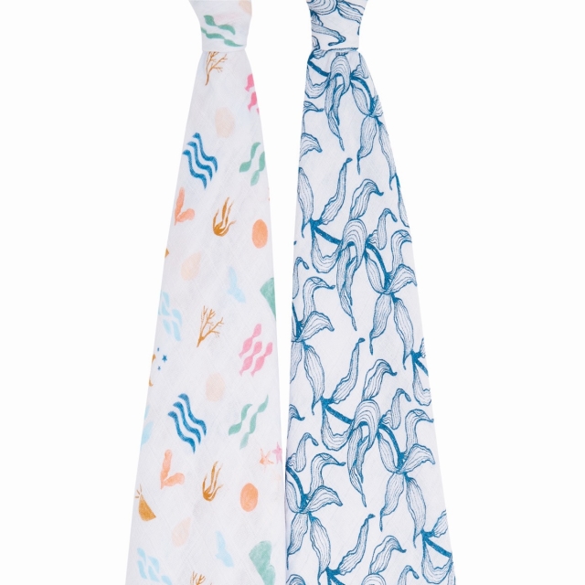 aden + anais】ガーゼおくるみclassic swaddles 2pack/salty kisses/正規品