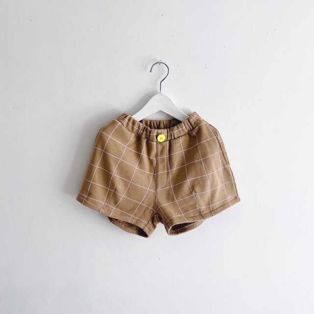 【frankygrow】24FWBT-353 ORG.PT PLAID SWEAT SHORT PANTS/BROWN