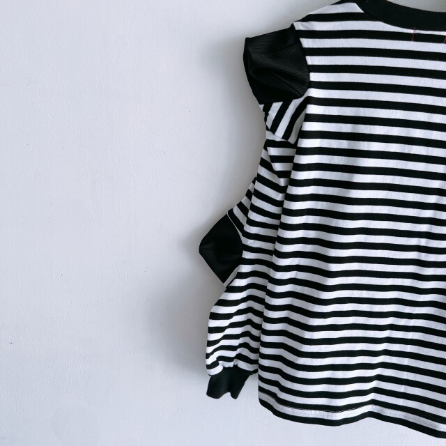frankygrow】24FWCS-484 SOCK HEELS BORDER L/S TEE
