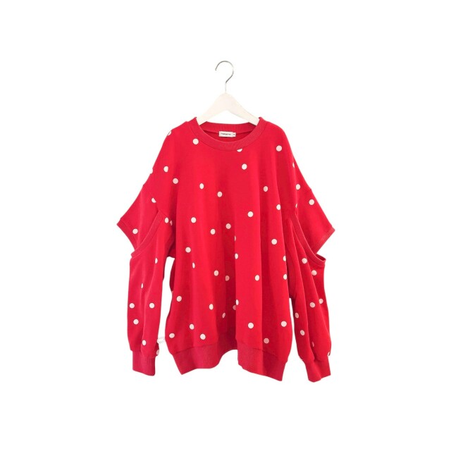 frankygrow】25FWCS-510 DOTS DEFORMED SLEENES SWEATSHIRT