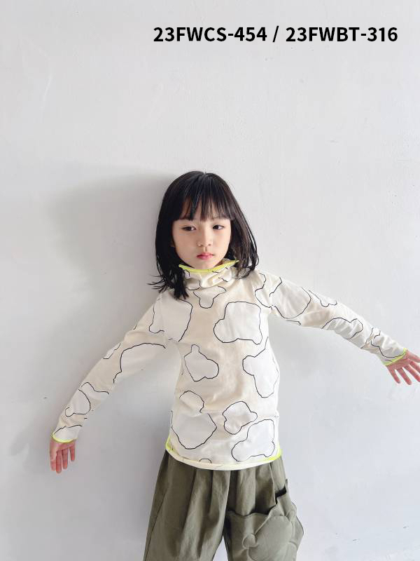 frankygrow】23FWCS-454 FACE BEAR HIGH-NECK L/S TEE