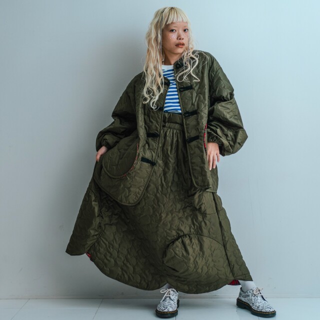 新品! 24aw フランキーグロウ キルティングジャケット 大人 F1サイズ frankygrow】24FWOT-115 Wata KUMA GURUGURU QUILTING CHINA BLOUSON