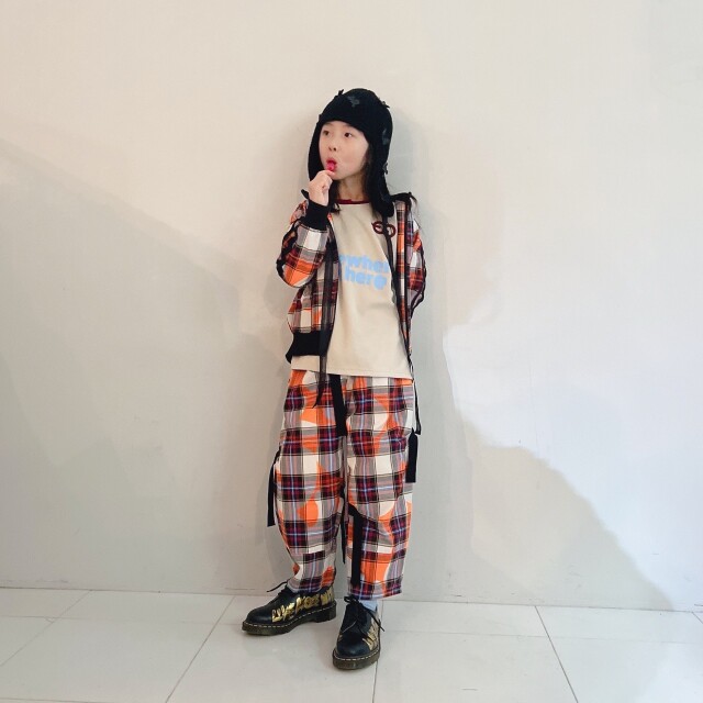 frankygrow】25FWBT-385 FORMED CHECK TAPE BIG PANTS