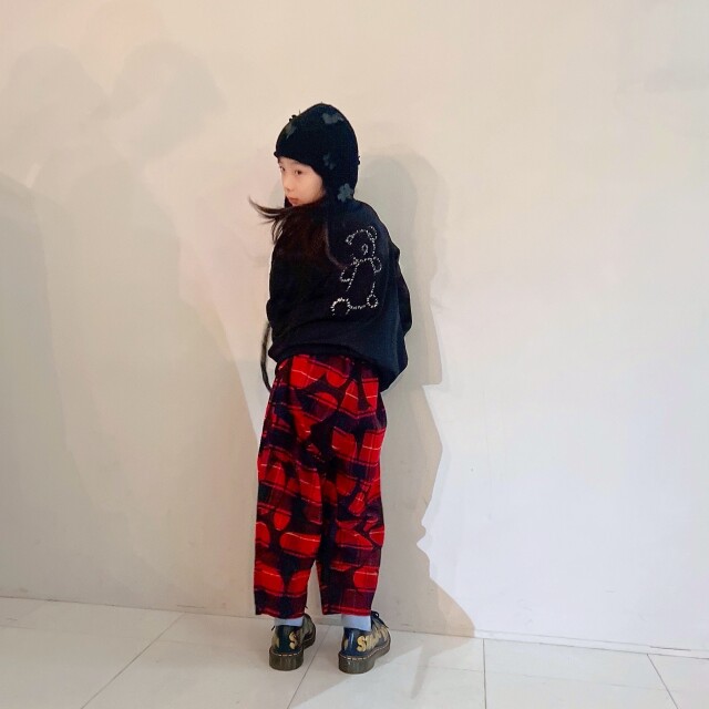 frankygrow】25FWBT-385 FORMED CHECK TAPE BIG PANTS