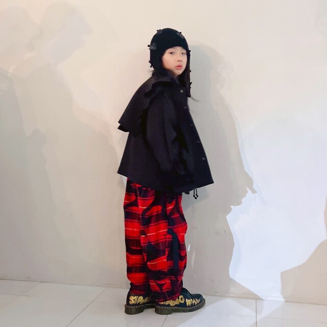 frankygrow】25FWBT-385 FORMED CHECK TAPE BIG PANTS