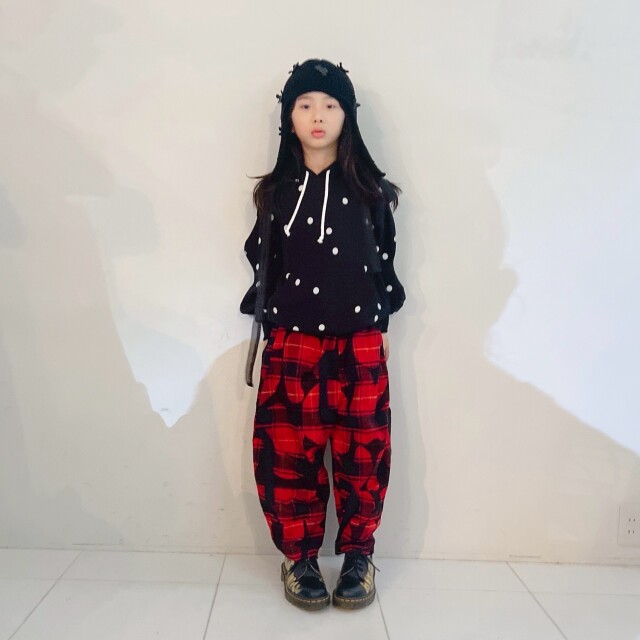 frankygrow】25FWBT-385 FORMED CHECK TAPE BIG PANTS