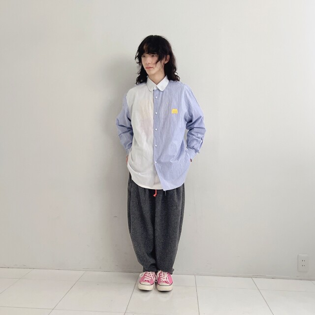 minnano×frankygrow】MF25FWBT-005 GLEN CHECK TEPERED PANTS