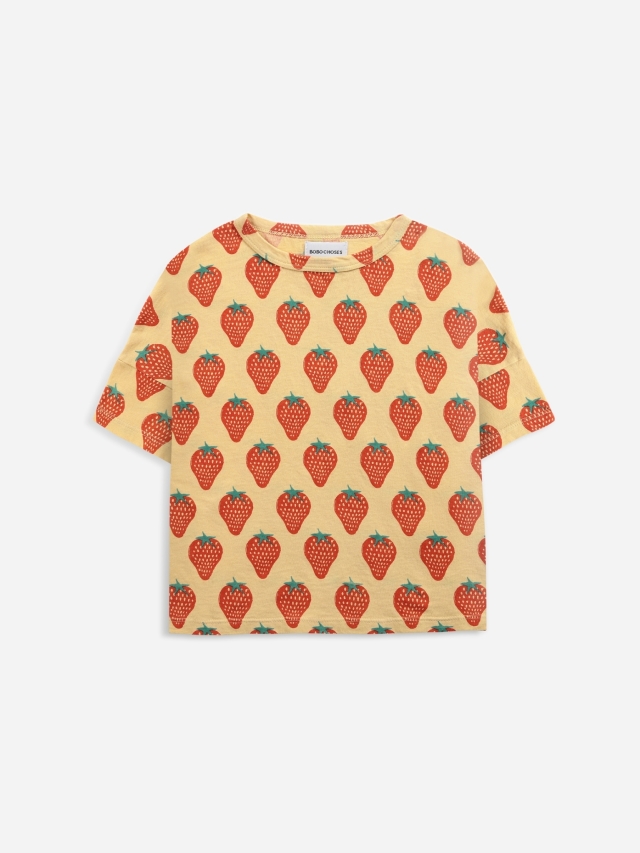 【BOBOCHOSES】Drop1「I'm a Poet」122AC004 Strawberry all over short sleeve T-shirt