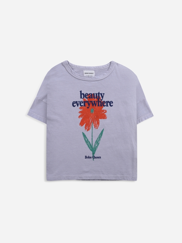 【BOBOCHOSES】Drop1「I'm a Poet」122AC006 Petunia short sleeve T-shirt