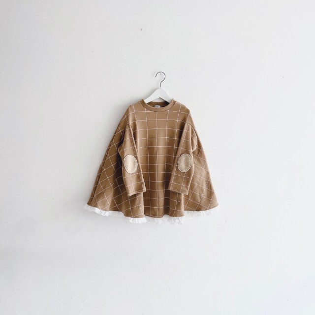 【frankygrow】24FWOP-255 ORG.PT PLAID PONCHO DRESS/BROWN