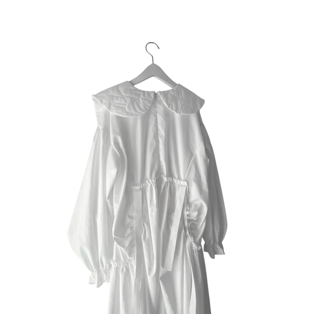 【frankygrow】LETTERS 2WAY GATHER DRESS frankygrow】25FWOP-276 RABBIT QUIL COLLAR GATHERED DRESS