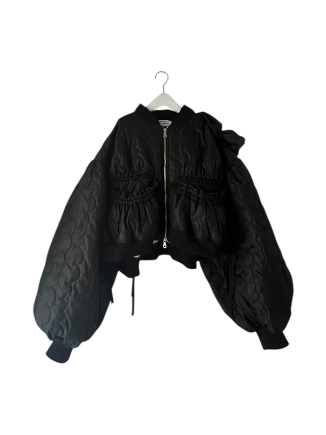 【frankygrow】26FWOT-133/GURUGURU QUILT RIBBON BOMBER JACKET/BLACKおとな