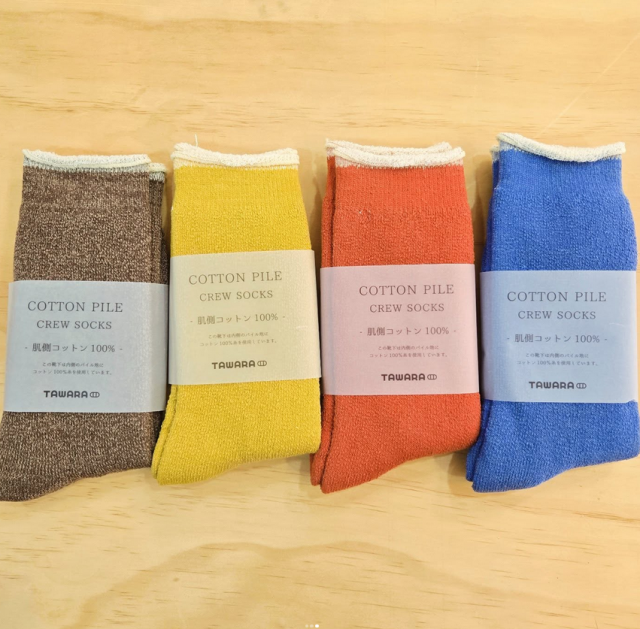 【TAWARA】コットンパイル　柔らかクルーソックス