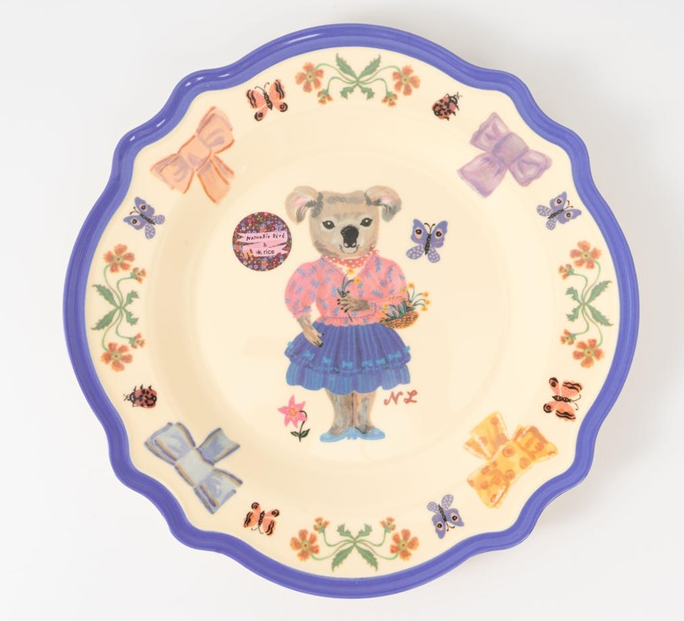 【Nathalie Lete】rice & Nathalie Lete Melamine Vintage Dinner Plate/Blue
