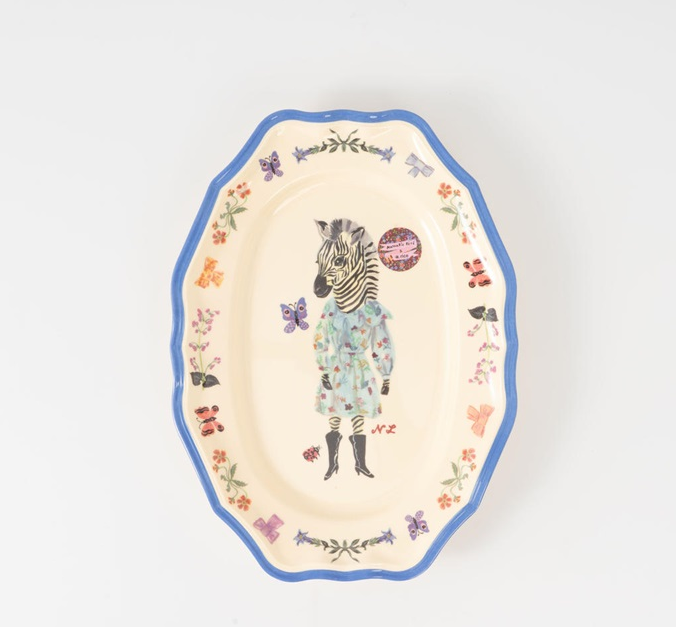 【Nathalie Lete】rice & Nathalie Lete Melamine Vintage Serving Dish/ BL-S