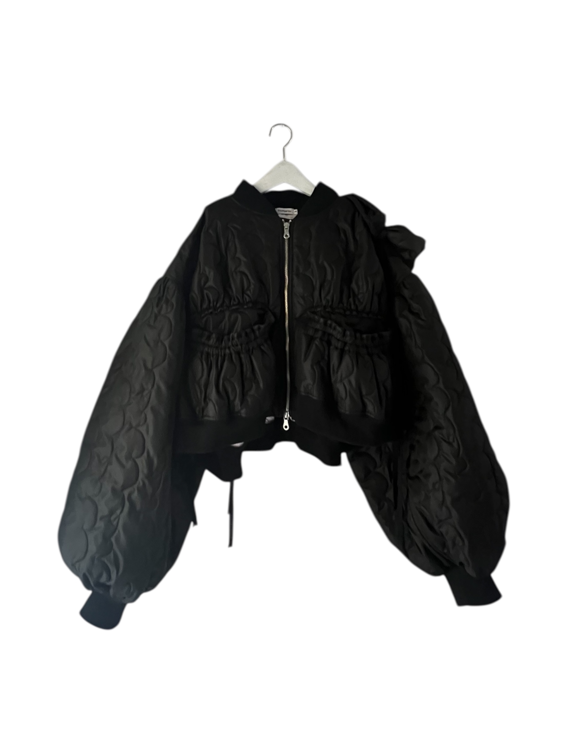 【frankygrow】26FWOT-133/GURUGURU QUILT RIBBON BOMBER JACKET/BLACKおとな