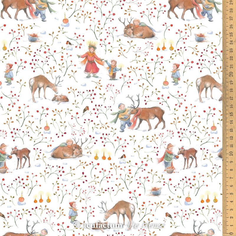 **〔Acufactum〕　A-3523-955　生地 / 子供たちとトナカイ