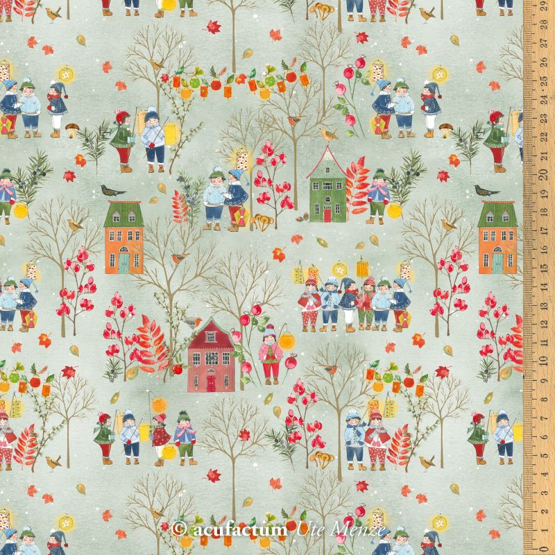 **〔Acufactum〕　A-3523-960　生地 / ランタンと子供たち