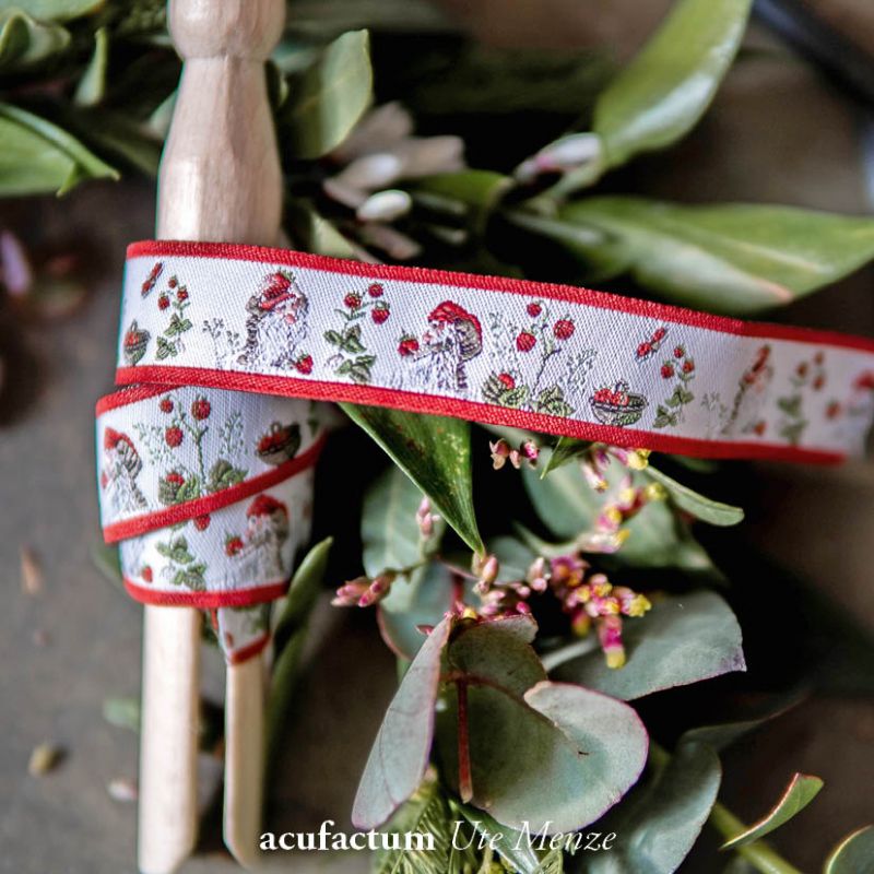 **〔Acufactum〕　A-35316　リボンテープ / イチゴの重さ　1.6cm幅　 (1ｍ単位）