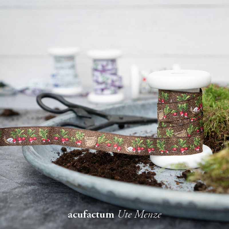 **〔Acufactum〕　A-35331　リボンテープ / ラディッシュ　1.6cm幅　 (1ｍ単位）