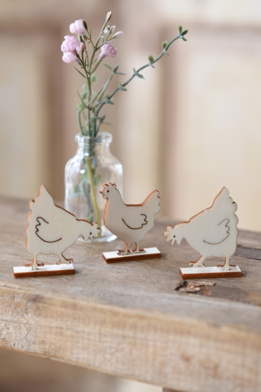 **〔Fingerhut〕　V-1314　ウッドデコレーション / ニワトリ3ヶセット