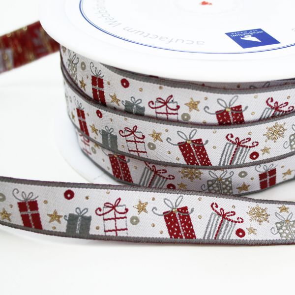 *〔A-35177〕　リボンテープ  クリスマスプレゼント　1.6cm幅　 ＜在庫限り＞