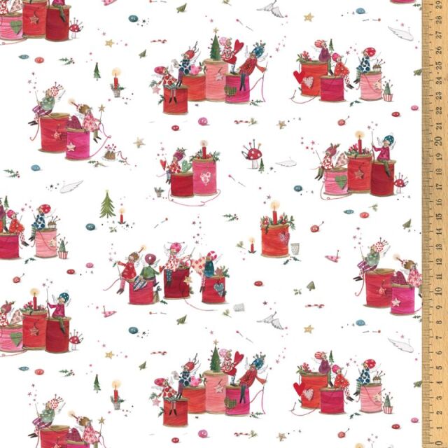 **〔Acufactum〕 A-3523-2010 コットン生地 / クリスマスの糸遊び